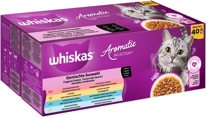whiskas Katzen-Nassfutter Aromatic Selection Gemischte Auswahl in Sauce Megapack